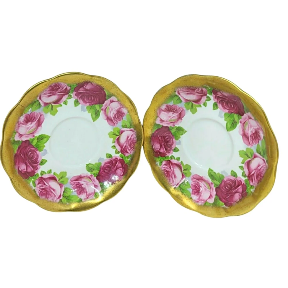TWO Rare Vintage Royal Albert Old Country Roses Bone China Tea Saucer Dishes